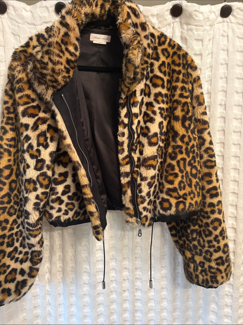 Lovers and friends  Faux Fur Leopard Print Jacket - Brown/Black